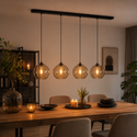 Hanglamp Eettafel Amber Glas 4 Lichtpunten
