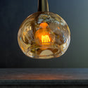 Industriële Hanglamp voor Eettafel – Zwart/Amber Glas – 5-Lichts – Dimbaar