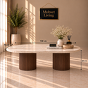 Salontafel Japandi travertin 2 potig bruin Ovaal 130 cm - Kimberly