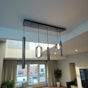 Industriële Hanglamp Eettafel – Langwerpig – Smoke Glas – 5-Lichts Geïntegreerde LED