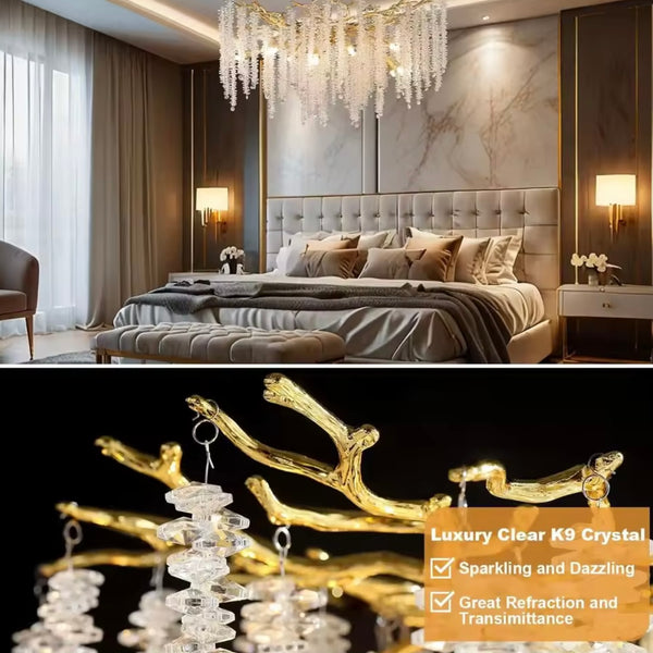 Luxe Hanglamp Goud met Kristallen Stenen 80 Ø