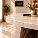 Eettafel Japandi travertin Ovaal bruin 180cm - Kimberly