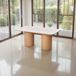 Eettafel Keramiek – Wit blad met beige poten