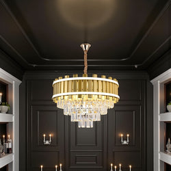 Kroonluchter hanglamp goud met led strips 45 Ø