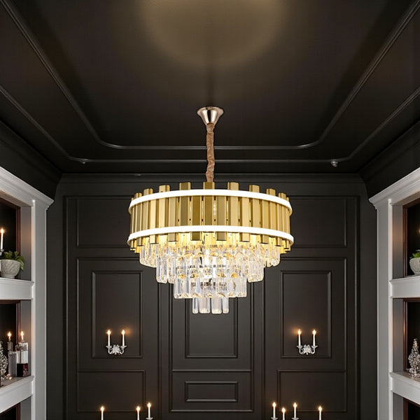 Kroonluchter hanglamp goud met led strips 45 Ø