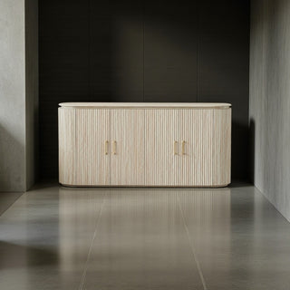 Japandi dressoir – Travertin blad met 4 deuren - Beige