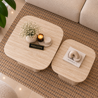 Salontafels 2 Stuks Beige Keramiek Blad - Floor
