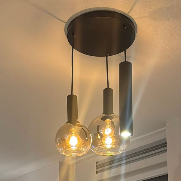 Industriële Hanglamp – Smoke Glas – 3-Lichts – Dimbaar