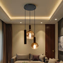 Industriële Hanglamp – Zwart/Amber Glas – 3-Lichts – Dimbaar