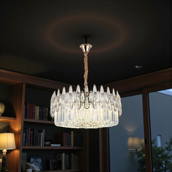 Hanglamp Kroonluchter Goud met Druppelvormige Kristallen Glas 60 Ø