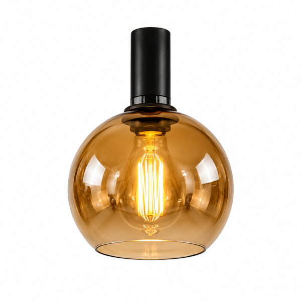 Industriële Hanglamp voor Eettafel – Amber & Smoke Glas – 7-Lichts – Dimbaar