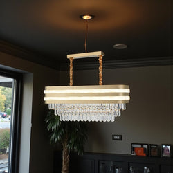 Gouden Ovale Eettafel Hanglamp met Dubbele LED-strips 80 Ø