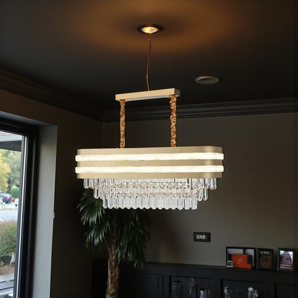 Gouden Ovale Eettafel Hanglamp met Dubbele LED-strips 80 Ø