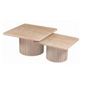 Japandi salontafel set – 2-delig, rechthoekig travertin beige