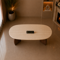 Eettafel Travertin Blad Ovaal Poot Bruin 160x90cm