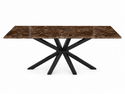 Eettafel Travertin bruin - langwerpig poten zwart 180cm