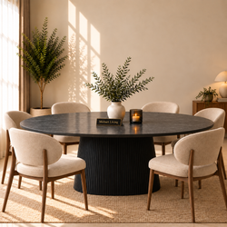 Eettafel Ovaal Zwart Japandi - MDF Blad 160cm