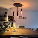 Industriële Hanglamp – Zwart/Amber Glas – 5-Lichts – Dimbaar