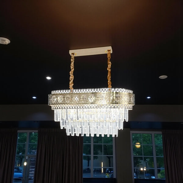 Luxueuze Eettafel Hanglamp Glas Goud