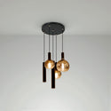 Industriële Hanglamp – Zwart/Amber Glas – 5-Lichts – Dimbaar