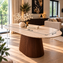 Eettafel Japandi travertin Ovaal bruin 180cm - Kimberly