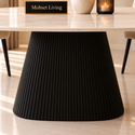 Eettafel Ovaal Zwart Travertin Japandi  180cm - Mella