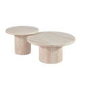 Japandi Salontafels Rond - Travertin set van 2 stuks