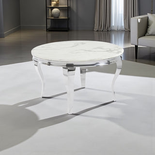 Ronde eettafel marmeren design wit