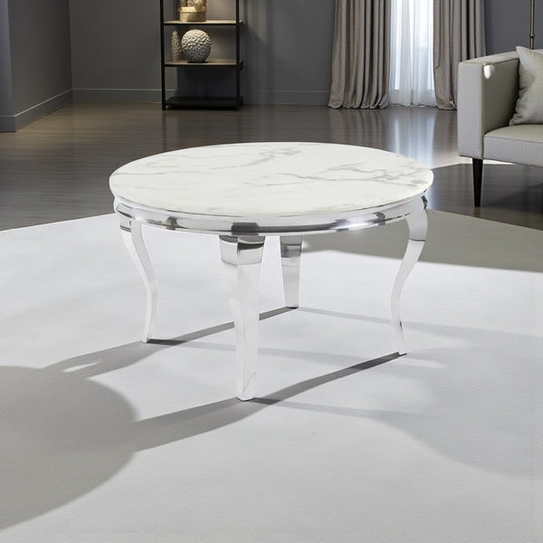 Ronde eettafel marmeren design wit