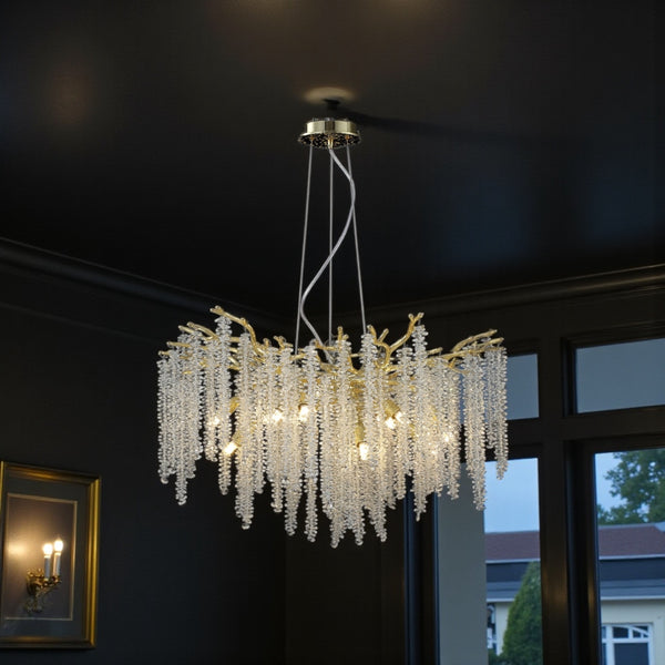Luxe Hanglamp Kroonluchter Goud met Kristallen Stenen - 10 Lichtpunten