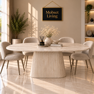 Eettafel Japandi travertin Ovaal 180 cm - Kimberly