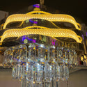 Hanglamp Goud met Dubbele LED-strips en Transparante Kristallen 60 Ø