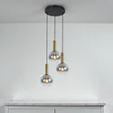 Hanglamp Smoke Glas– Verstelbaar – 3 Lichtpunten- Staven Goud