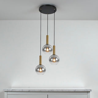 Hanglamp Smoke Glas– Verstelbaar – 3 Lichtpunten- Staven Goud