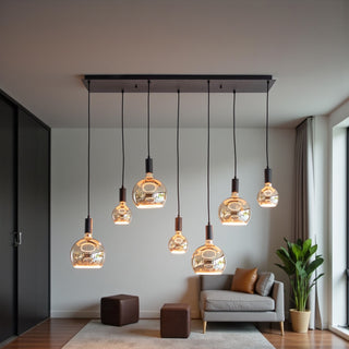 Moderne Langwerpige LED Hanglamp – Floating Design met 7 Lichtpunten