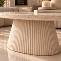 Salontafel Japandi travertin Ovaal 130 cm - Kimberly