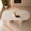 Eettafel Japandi Grijs MDF 2 potig ovaal 180cm - Kimberly