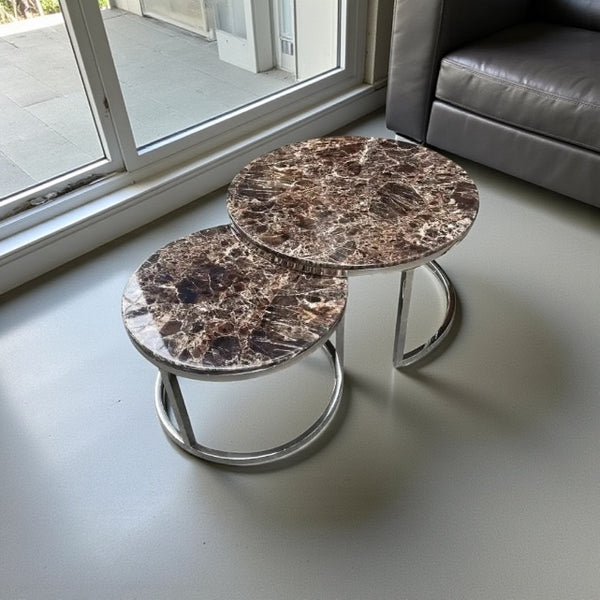 Salontafels Marmerlook bruin