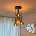Hanglamp Smoke Glas– Verstelbaar – 5 Lichtpunten- Staven Goud