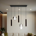 Industriële Hanglamp Eettafel – Langwerpig – Smoke Glas – 5-Lichts Geïntegreerde LED