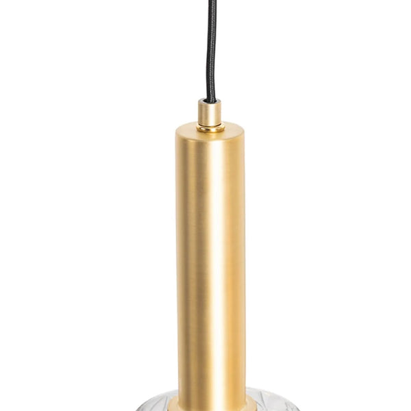 Luxe hanglamp rookglas 7 bollen – voor boven eettafel – staven goud