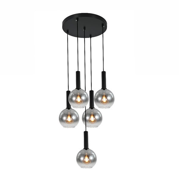 Smoke bollen hanglamp Elina 5 bollen