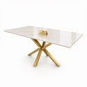 Eettafel Langwerpig – Crème Blad met Gouden Poot 180cm