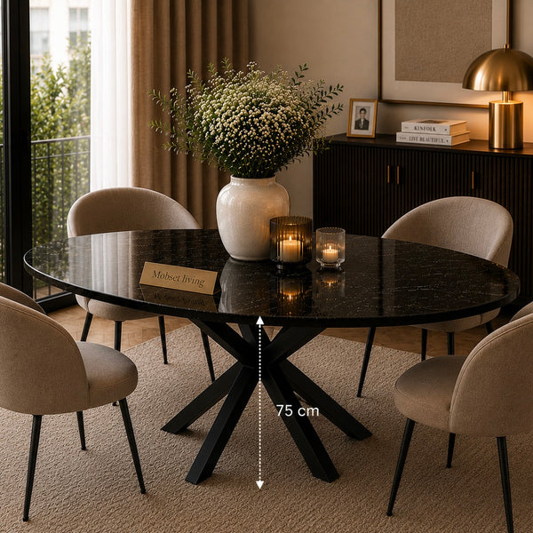 Eettafel Ovaal Zwart – Luxe Tafel met Moderne Uitstraling - 160cm