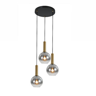 Smoke 3 bollen hanglamp met gouden staven Elina