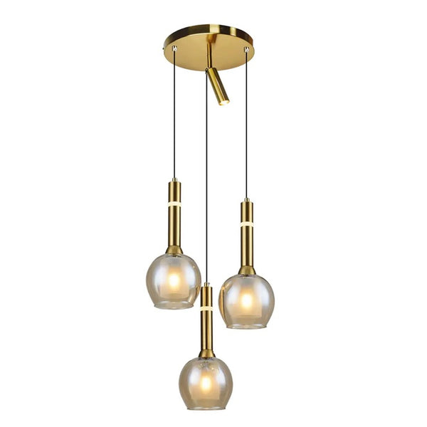 Hanglamp 3 bollen Amber glas Dina
