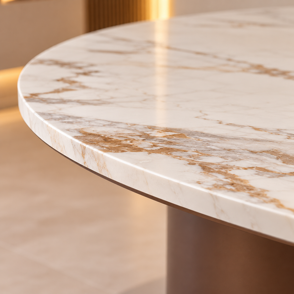 Eettafel travertin rond bruin 130 cm - Samara