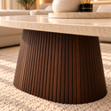 Salontafel Japandi travertin Ovaal bruin 130 cm - Kimberly