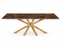 Eettafel Travertin Bruin – Stijlvolle Langwerpige Goud 180cm