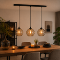 Hanglamp Eettafel Amber Glas 3 Lichtpunten